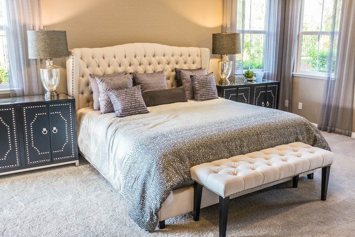 Assembled bed and bedroom furniture